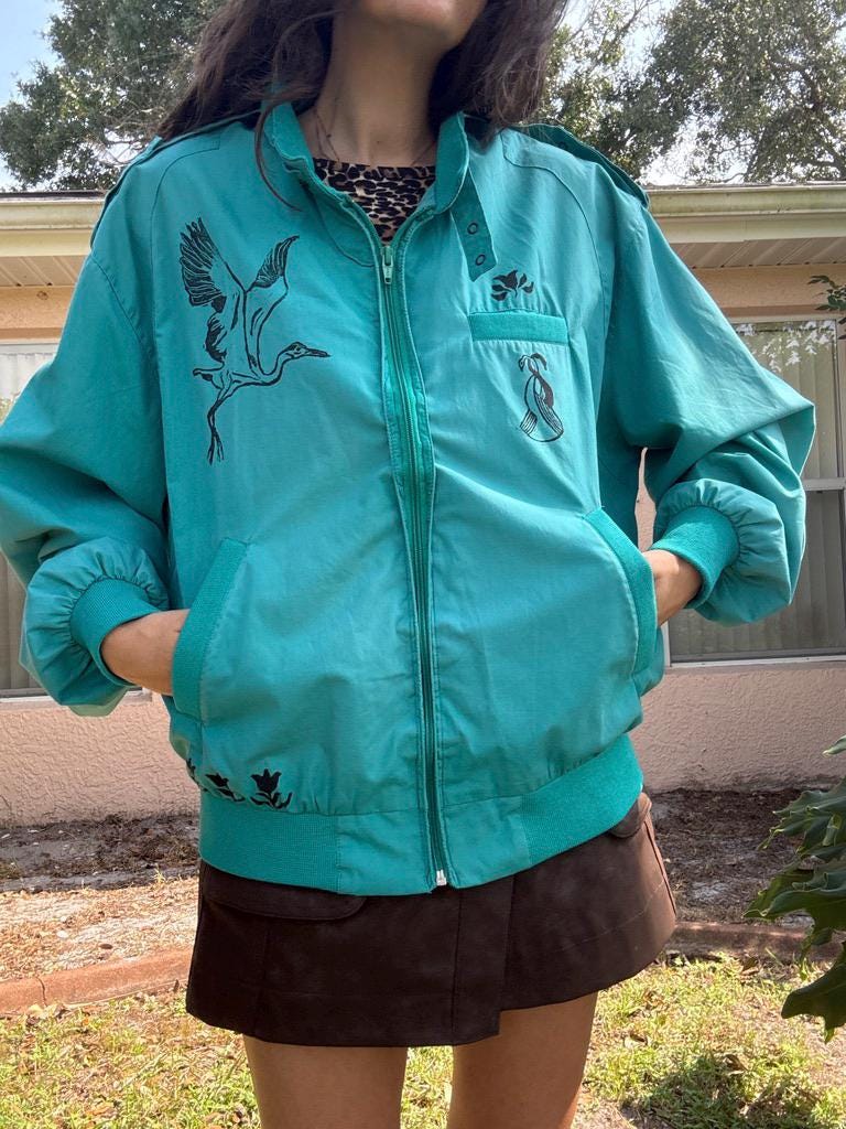 Heron Block Print Racer Jacket