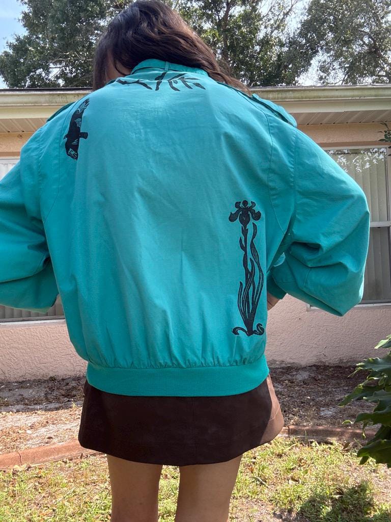 Heron Block Print Racer Jacket