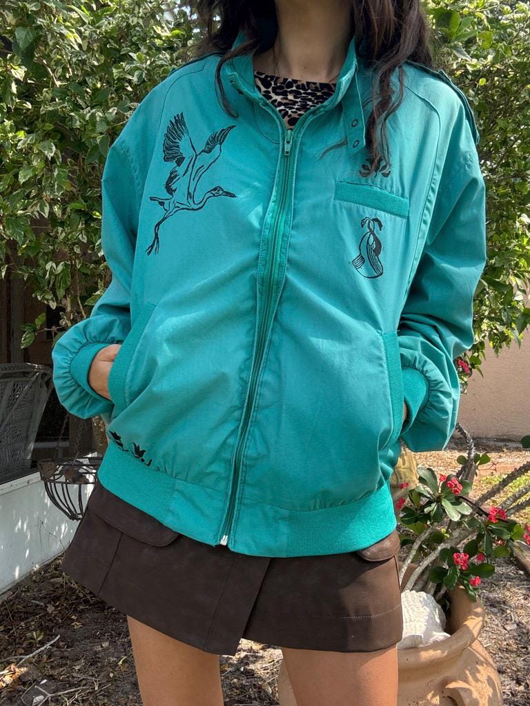 Heron Block Print Racer Jacket