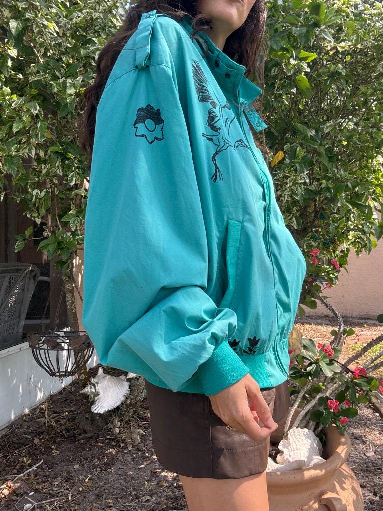 Heron Block Print Racer Jacket