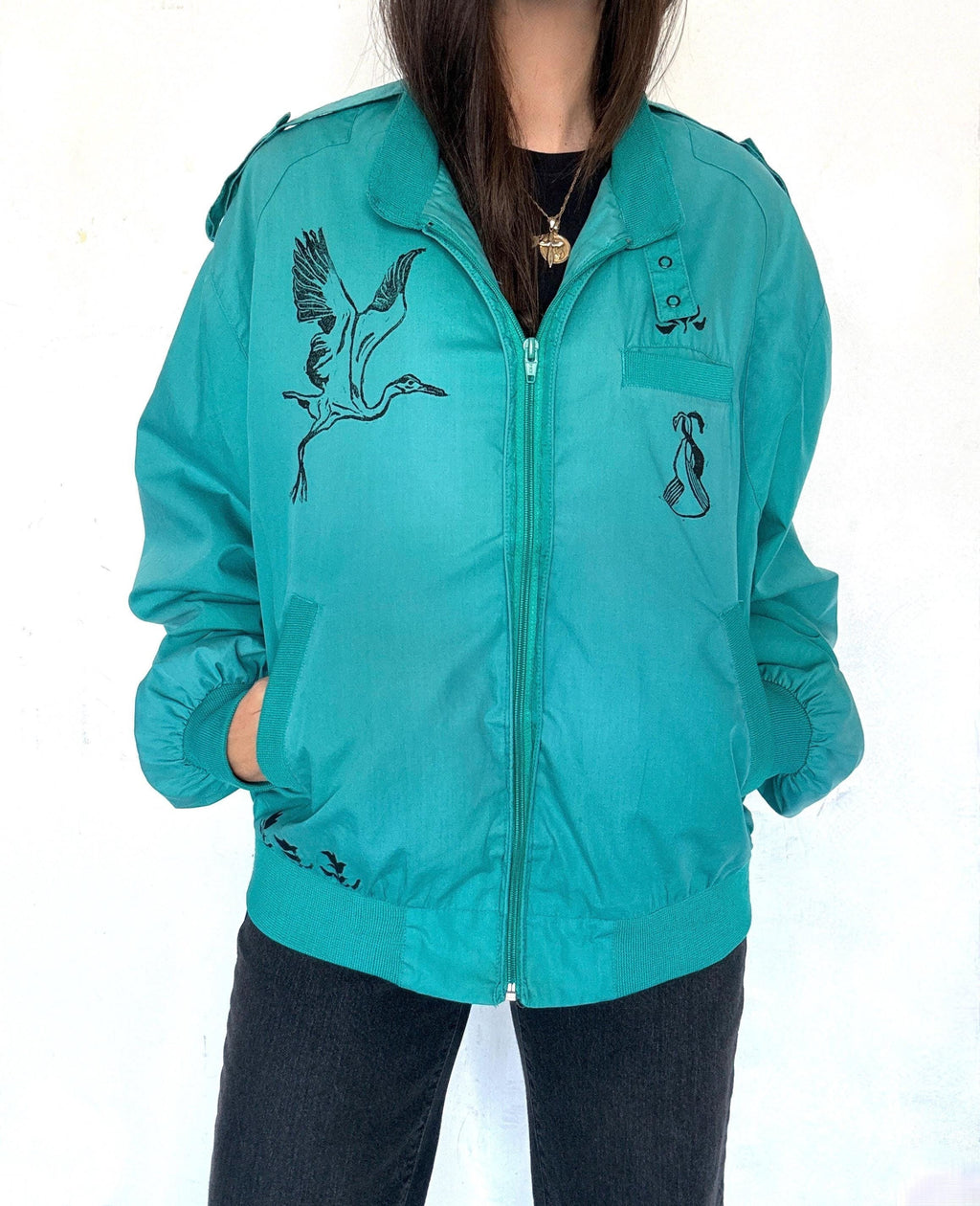 Heron Block Print Racer Jacket