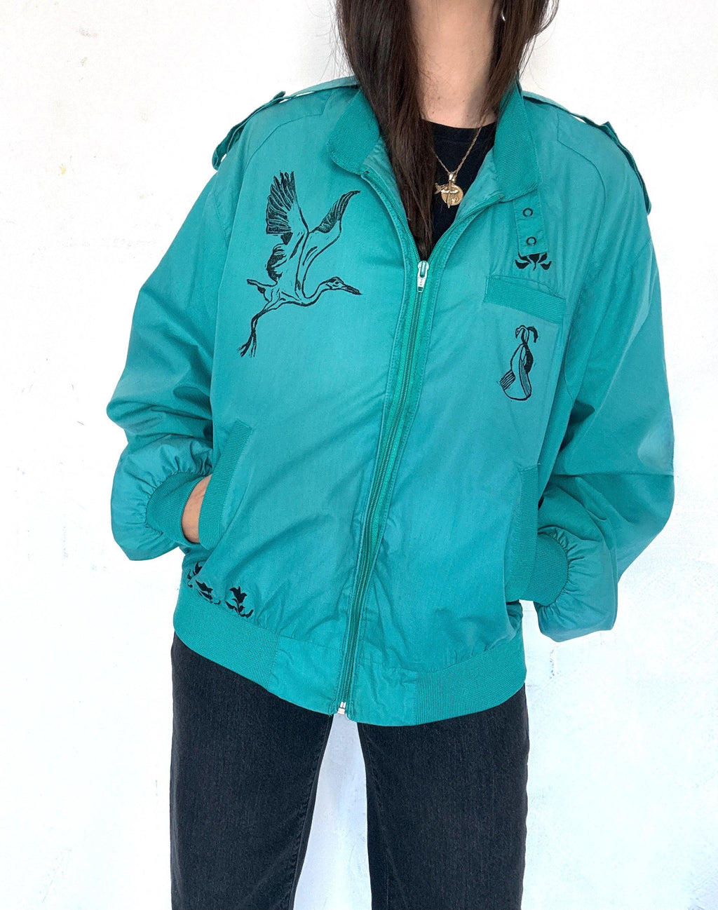 Heron Block Print Racer Jacket