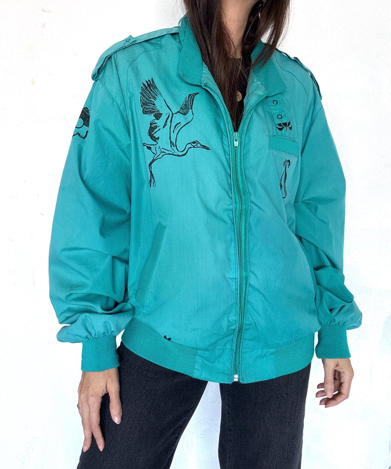 Heron Block Print Racer Jacket