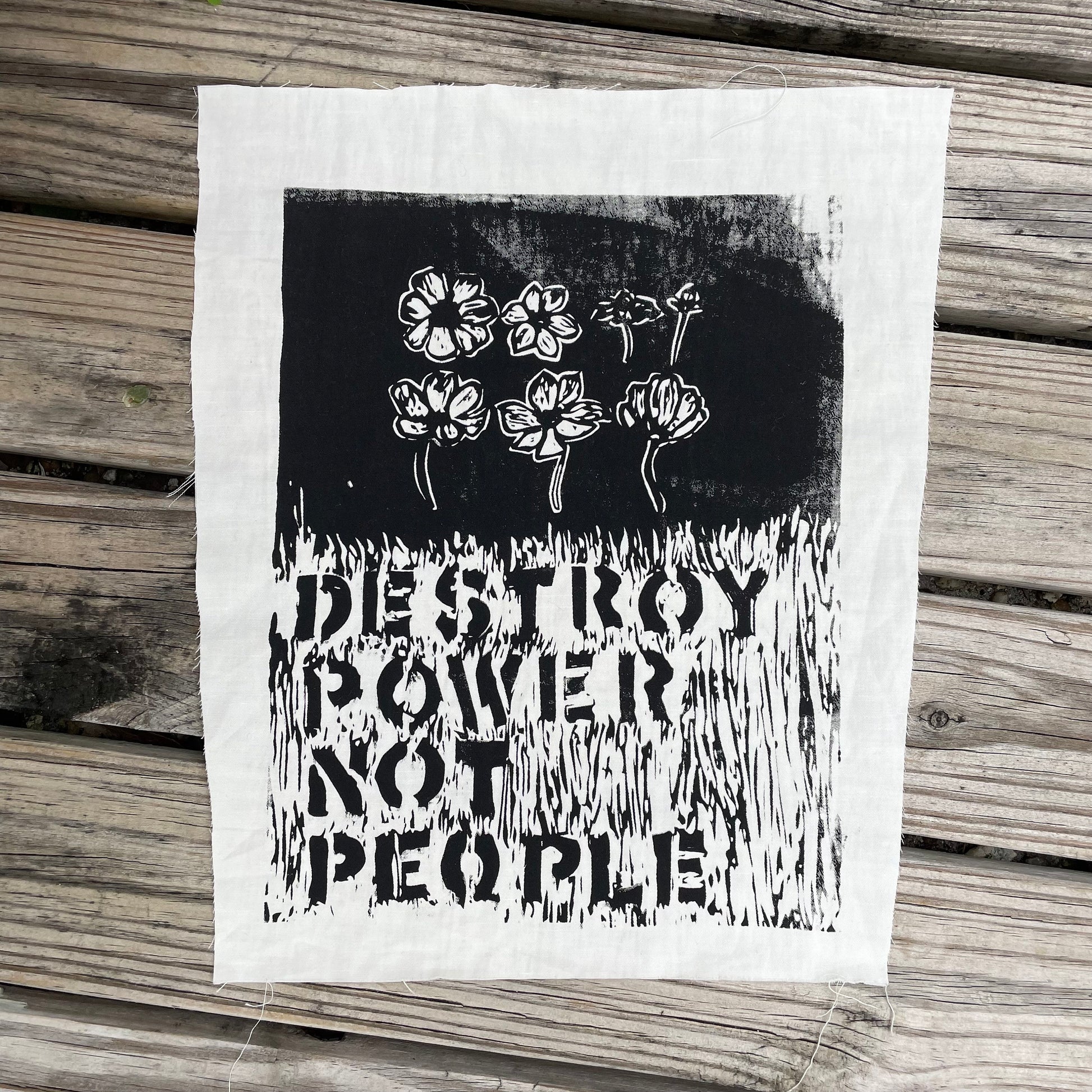 Large Floral Patch // Punk Patch // Back Patch // Crass // Relief Print // Linocut // Screenprint // Cosmos