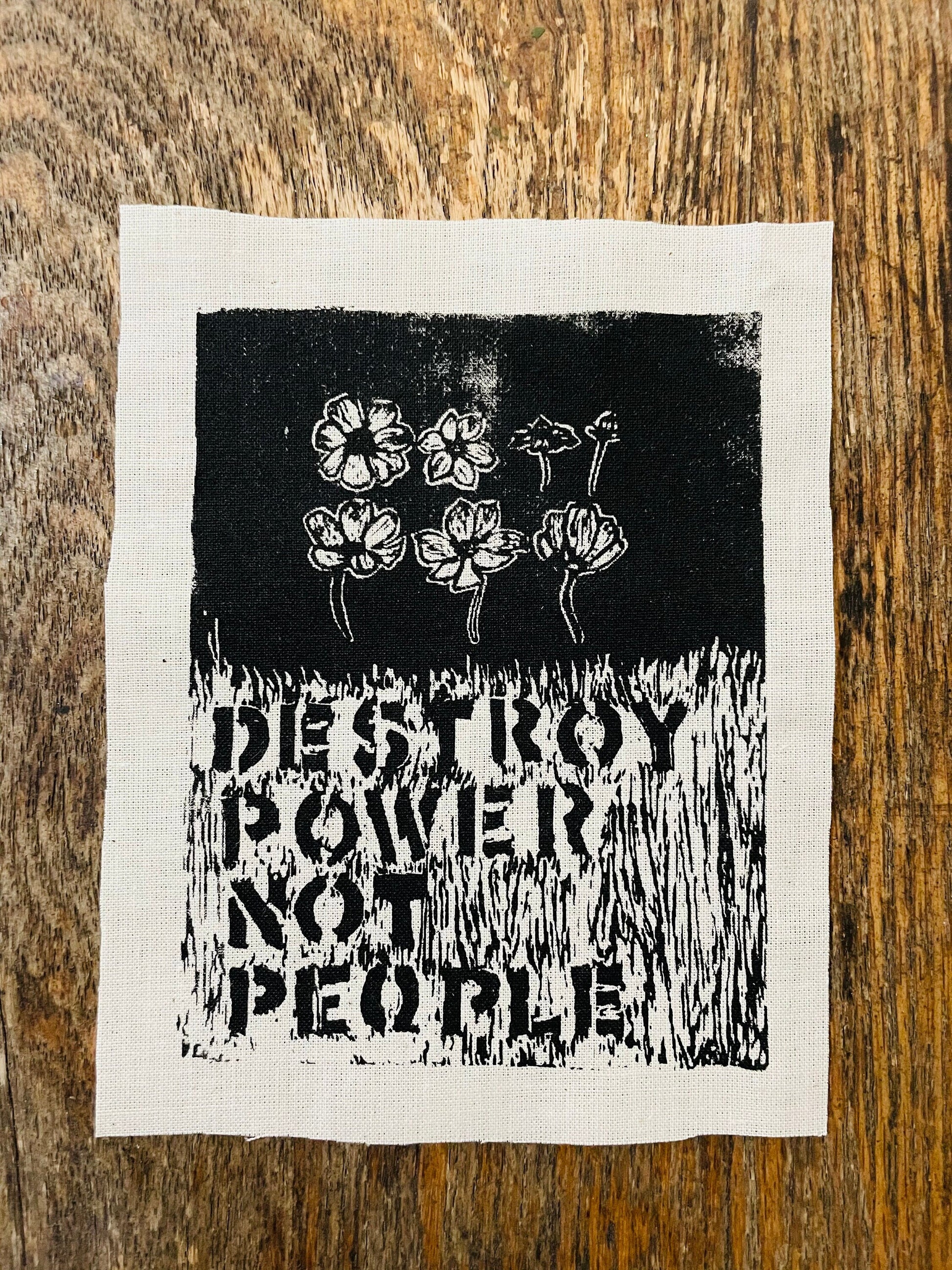 Mini Floral Patch // Punk Patch // Back Patch // Crass // Relief Print // Linocut // Screenprint // Cosmos