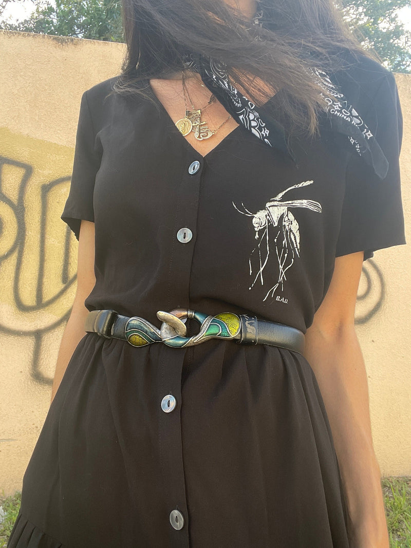 Mosquito Print / Black Dress