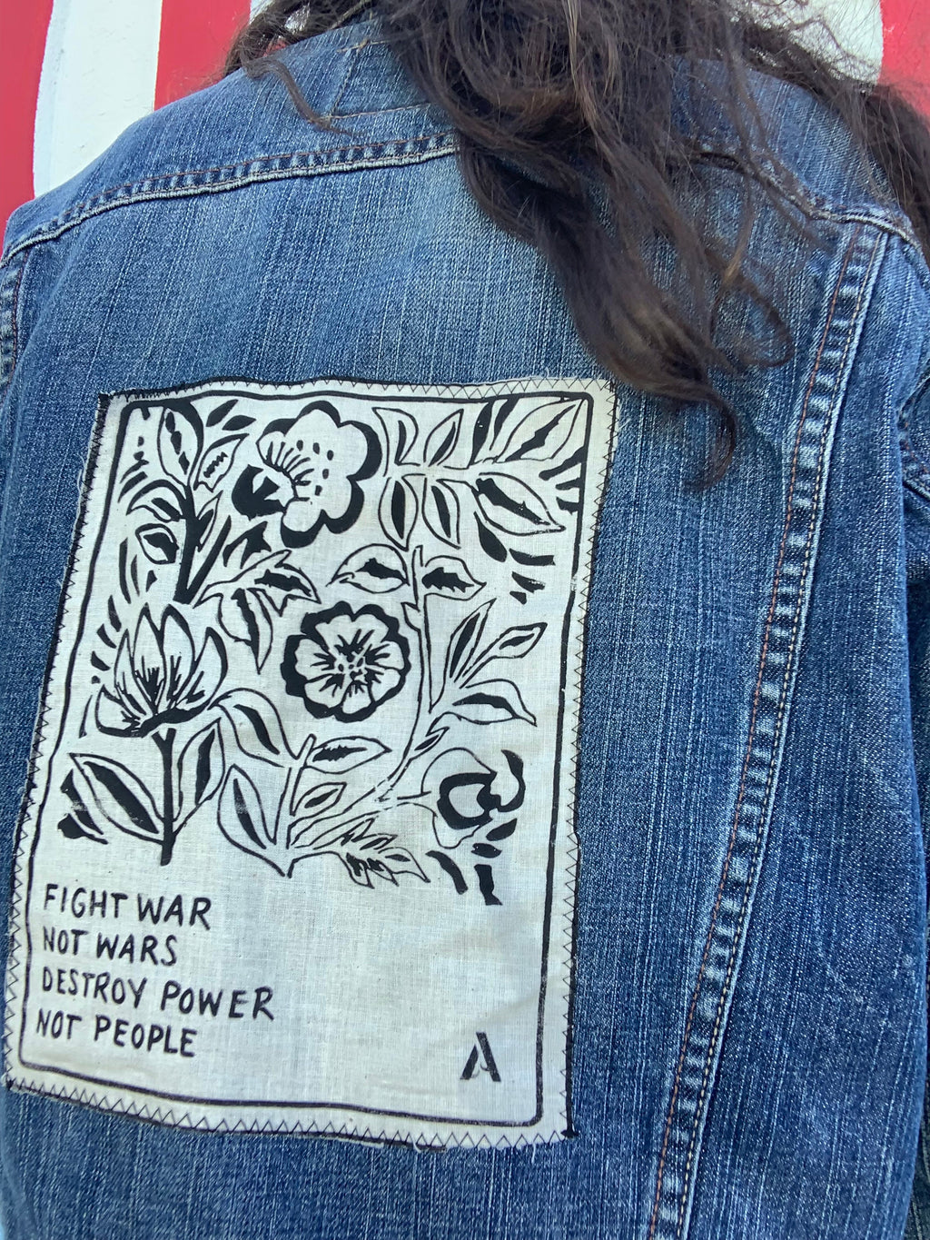 Destroy Power Not People Vintage Matchbox Inspired Back Patch // Levis Jean Denim Back Patch Jacket // Jean Punk Jacket // Patch Jean Jacket