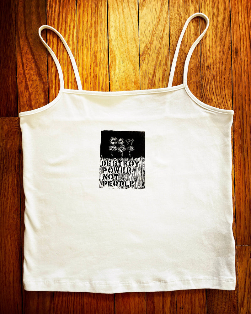 Floral Tank // Destroy Power Not People // Punk Shirt // Peace Punk // T-Shirt // Flowers // Compassion // Love // Graphic Art Sleeveless