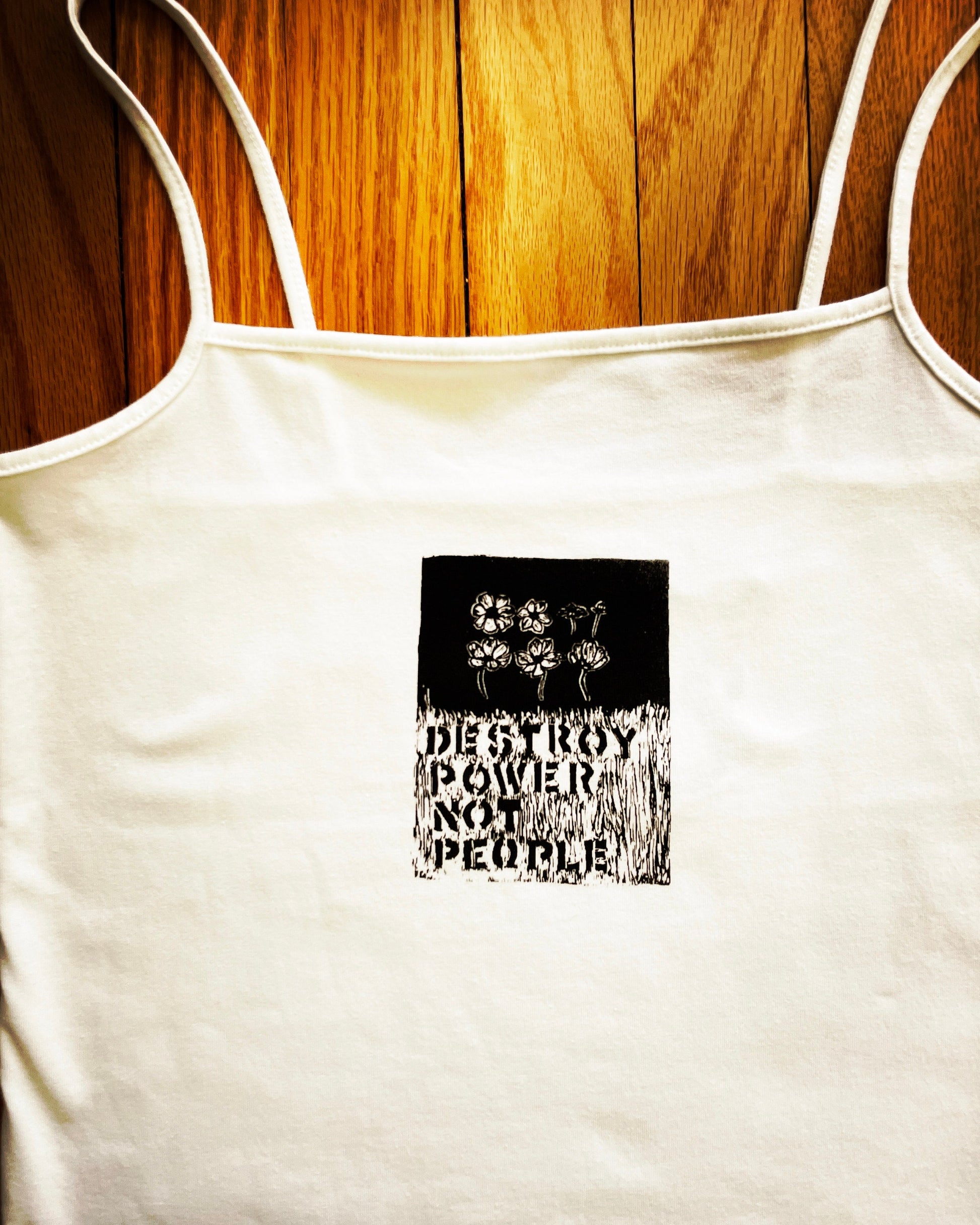 Floral Tank // Destroy Power Not People // Punk Shirt // Peace Punk // T-Shirt // Flowers // Compassion // Love // Graphic Art Sleeveless