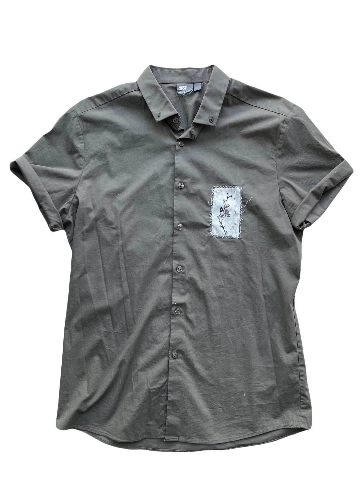 Destroy Power Not People Olive Work Shirt