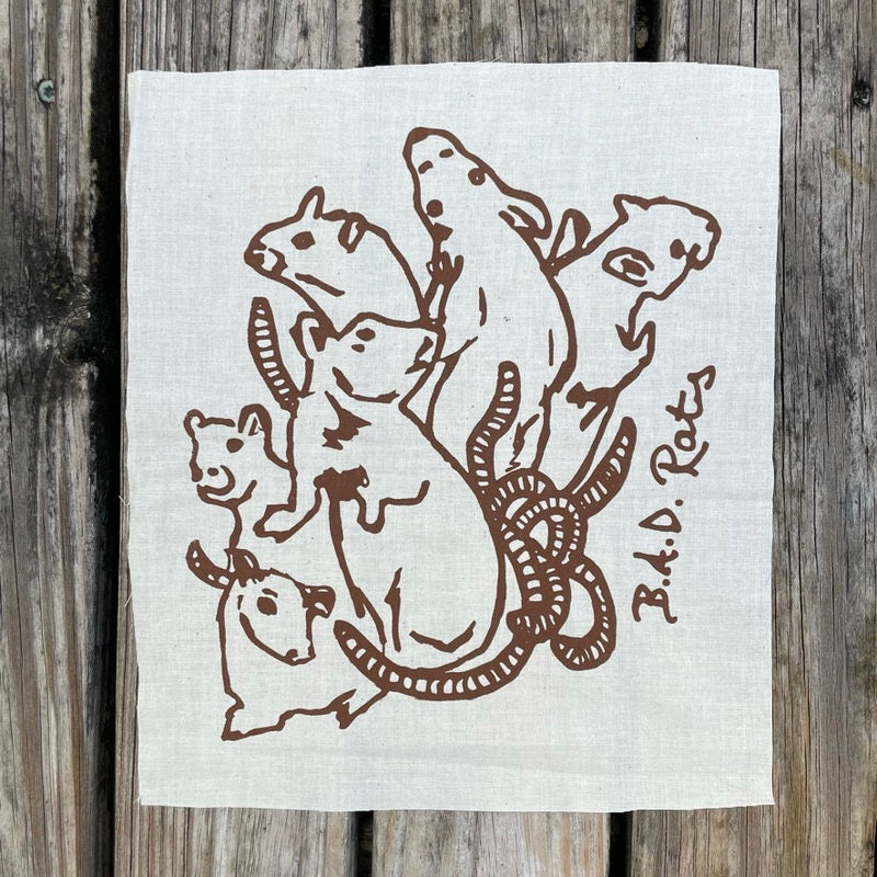 Rat King Back Patch // B.A.D. Rats // Rat Screenprint // Rats Punk Patch // Back Patch // Punk Jacket Patch // Screenprint // Drawing