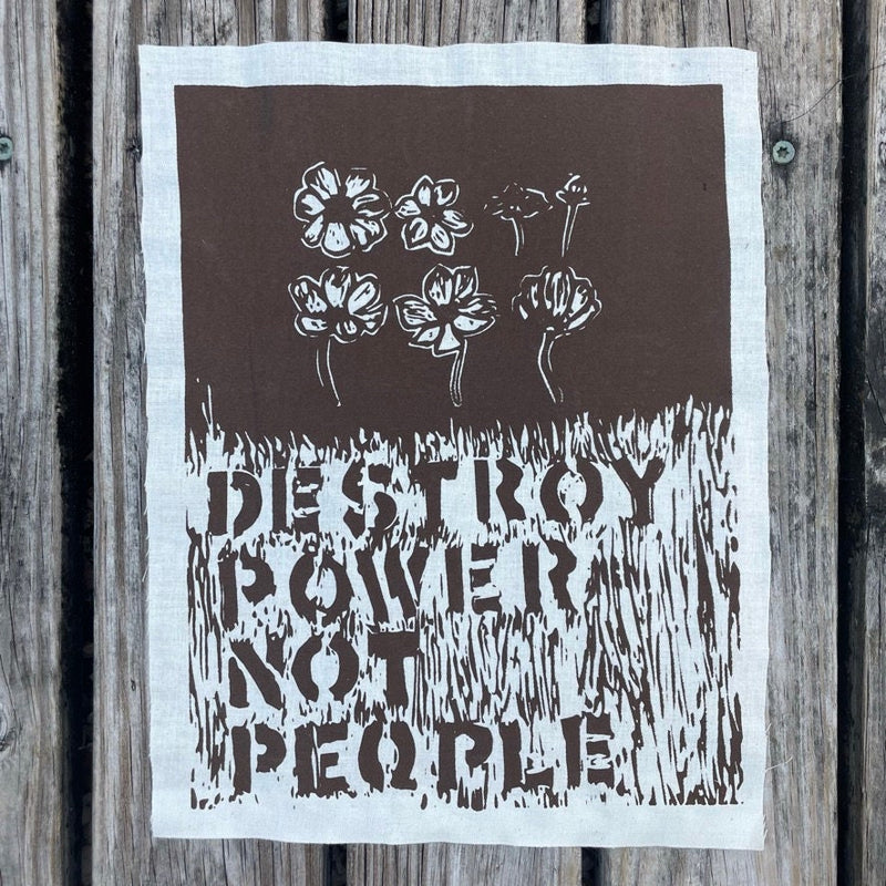 Large Floral Patch // Punk Patch // Back Patch // Crass // Relief Print // Linocut // Screenprint