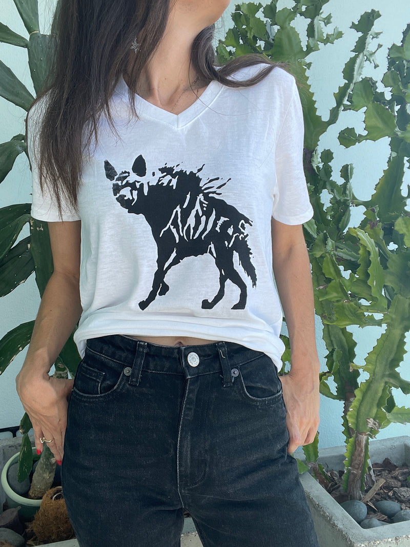 Hyena Block Print / White Tee